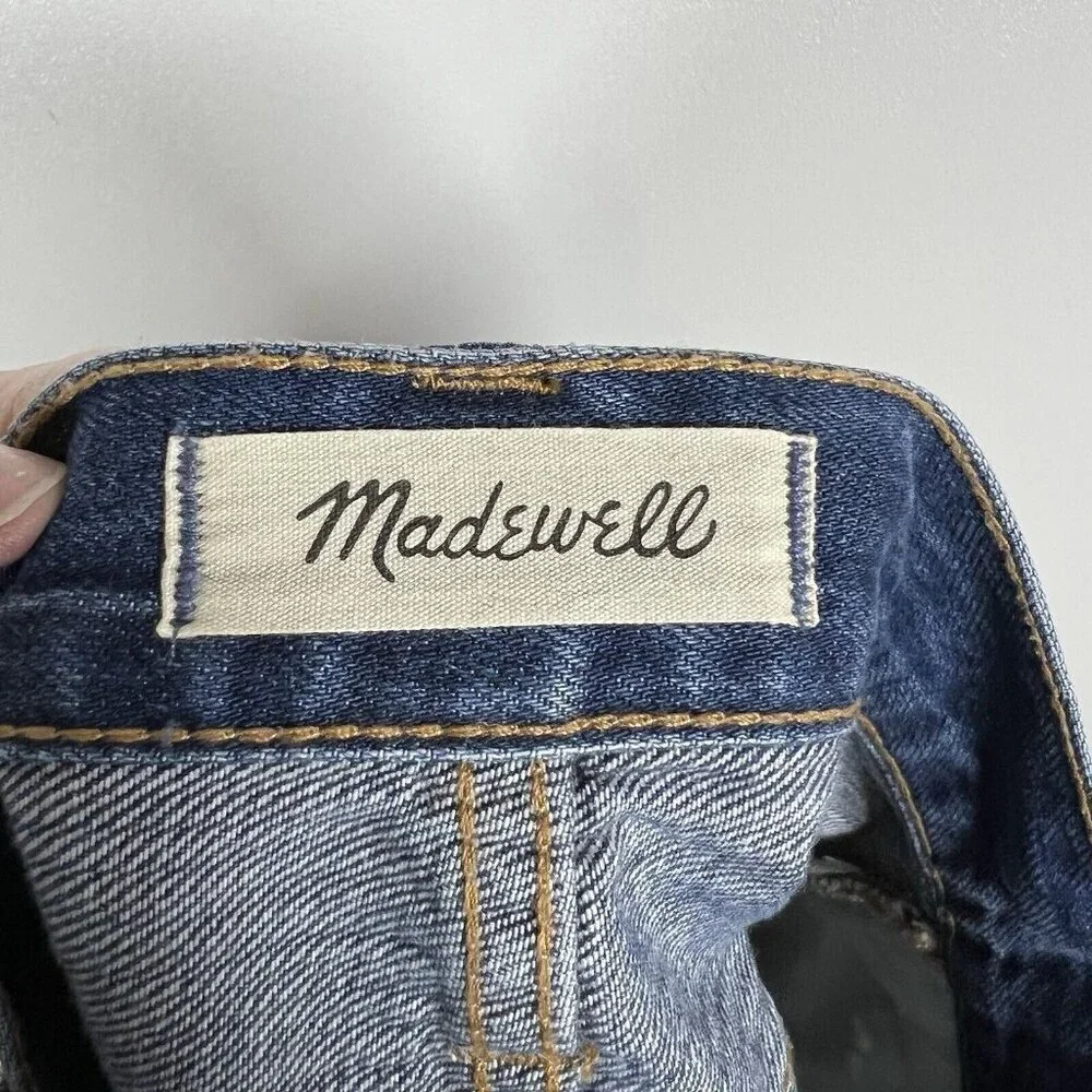 Madewell, New, Rigid Denim Straight Destructed Mini Jean‎ Denim Skirt, Size 28